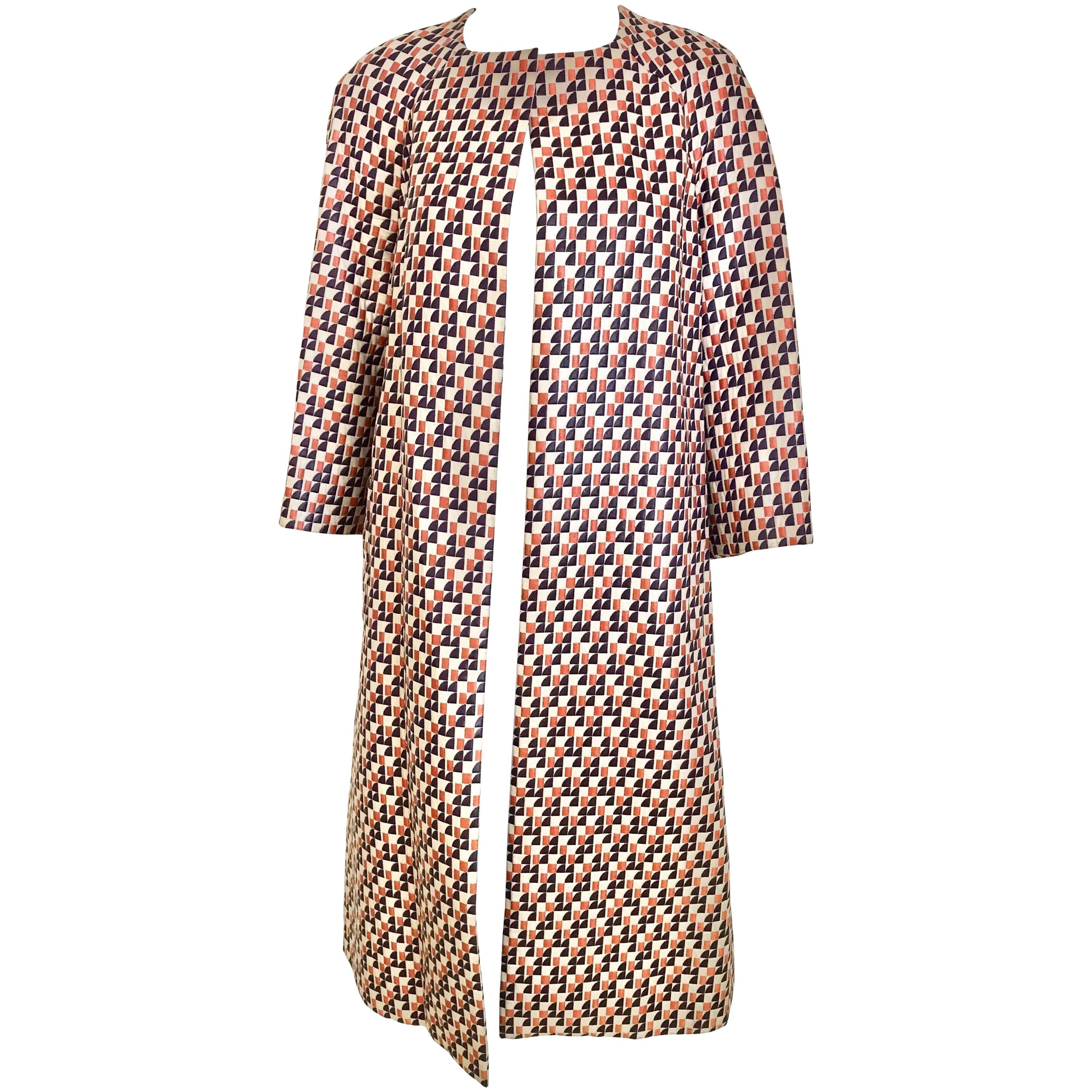 1960s Multi Color Checkered Print Coat For Sale