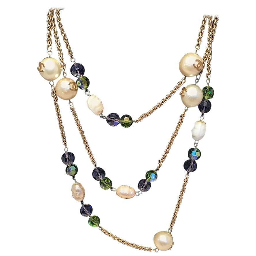 Retro Women' Crystal Beaded Necklace Long Tassel Pendant Sweater Chain Jewelry H 