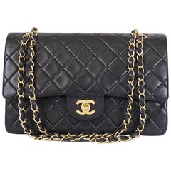 Vintage Chanel 2.55 Double Flap Classic Shoulder Bag Black Medium