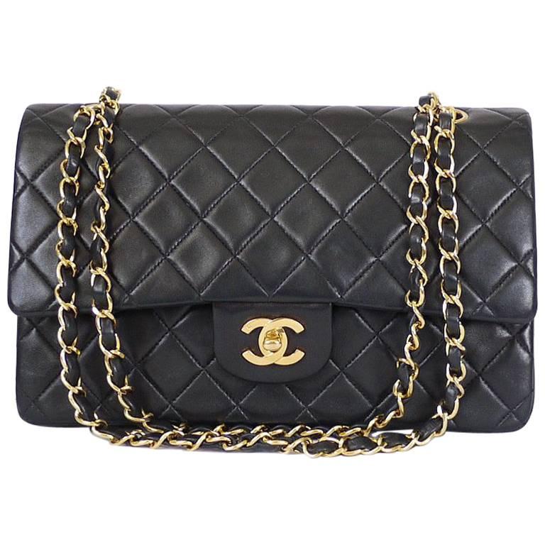 Chanel 2.55 Double Flap Classic Shoulder Bag Black Medium at 1stDibs