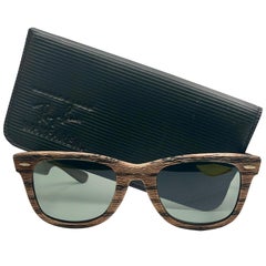 Retro Ray Ban Wayfarer The Woodies Dark Tiki Edition USA Sunglasses, 1980s