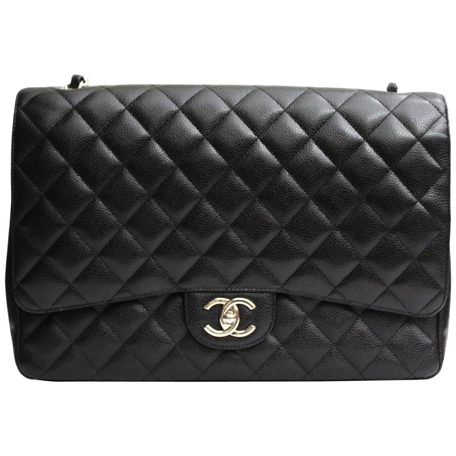 Chanel Classic Maxi Jumbo Double Flap  Bag Hammered Leather
