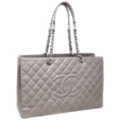 Chanel Grey Caviar Maxi GST Shopping Tote Chain Shoulder Bag, 2012