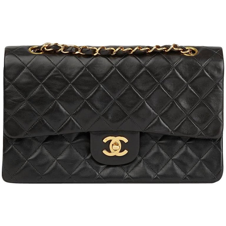 1997 Chanel Black Quilted Lambskin Vintage Medium Classic Double Flap Bag  at 1stDibs