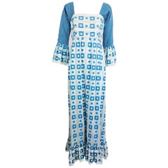 Tina Leser Original blue and white cotton maxi dress, 1960s