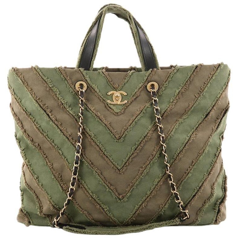 Chanel Shopping Tote Chevron Canvas Patchwork Large at 1stDibs