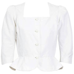 Yves Saint Laurent white fitted cotton peasant top, 1970s 