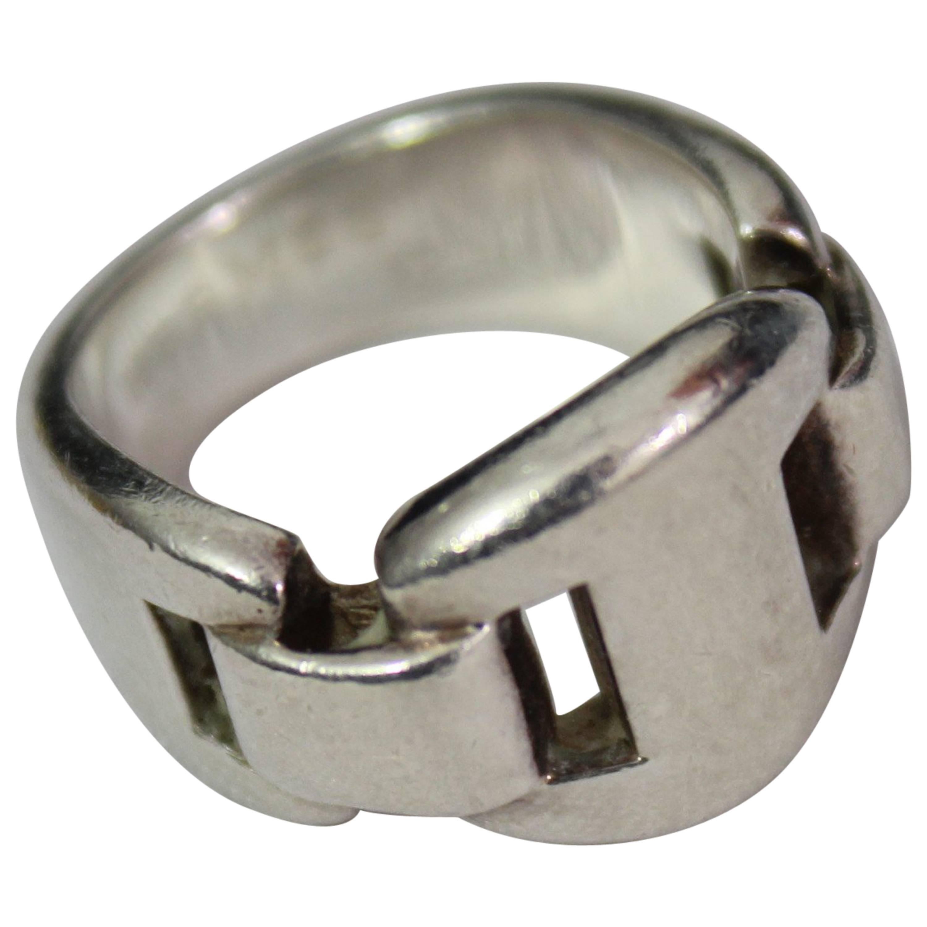 Hermes Good Ring in Sterling Silver Size French 52