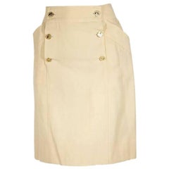 Cream Vintage Chanel Sailor Button Skirt