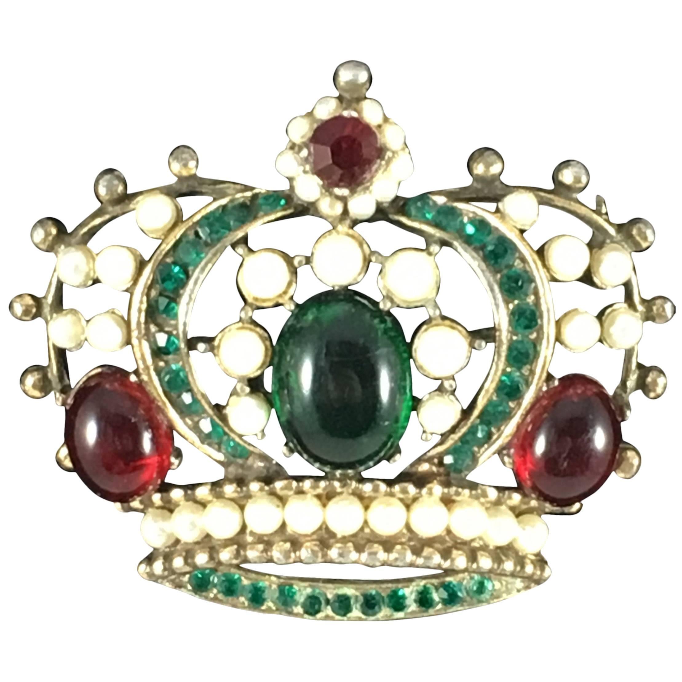 Weiss Crown Brooch Pendant 1950s