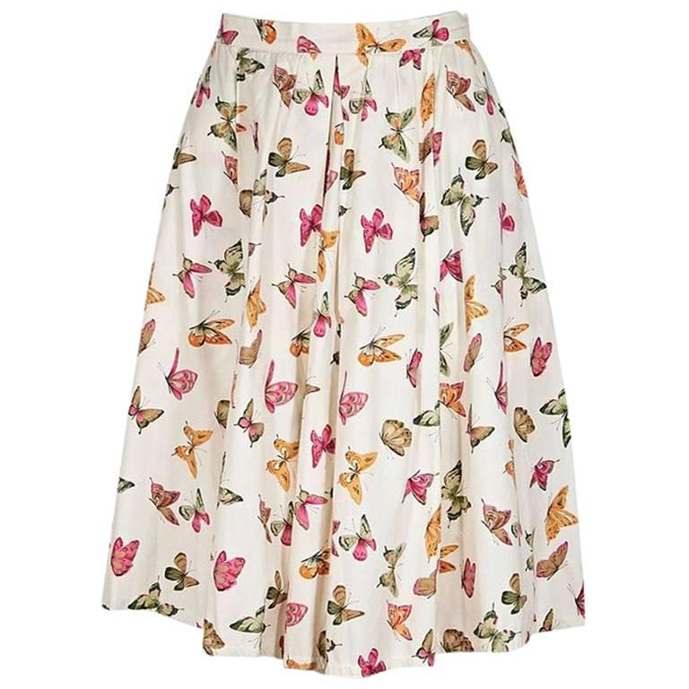 Multicolor Vintage Gucci Butterfly A-Line Skirt