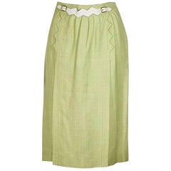 Green Vintage Hermes Belt-Front Skirt