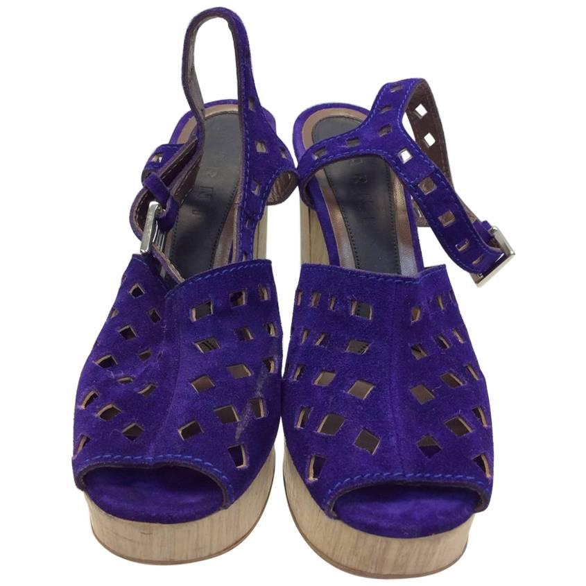 Marni Purple Leather Cutout Heel For Sale