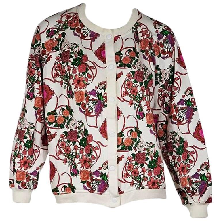 Multicolor Vintage Hermes Floral-Printed Jacket