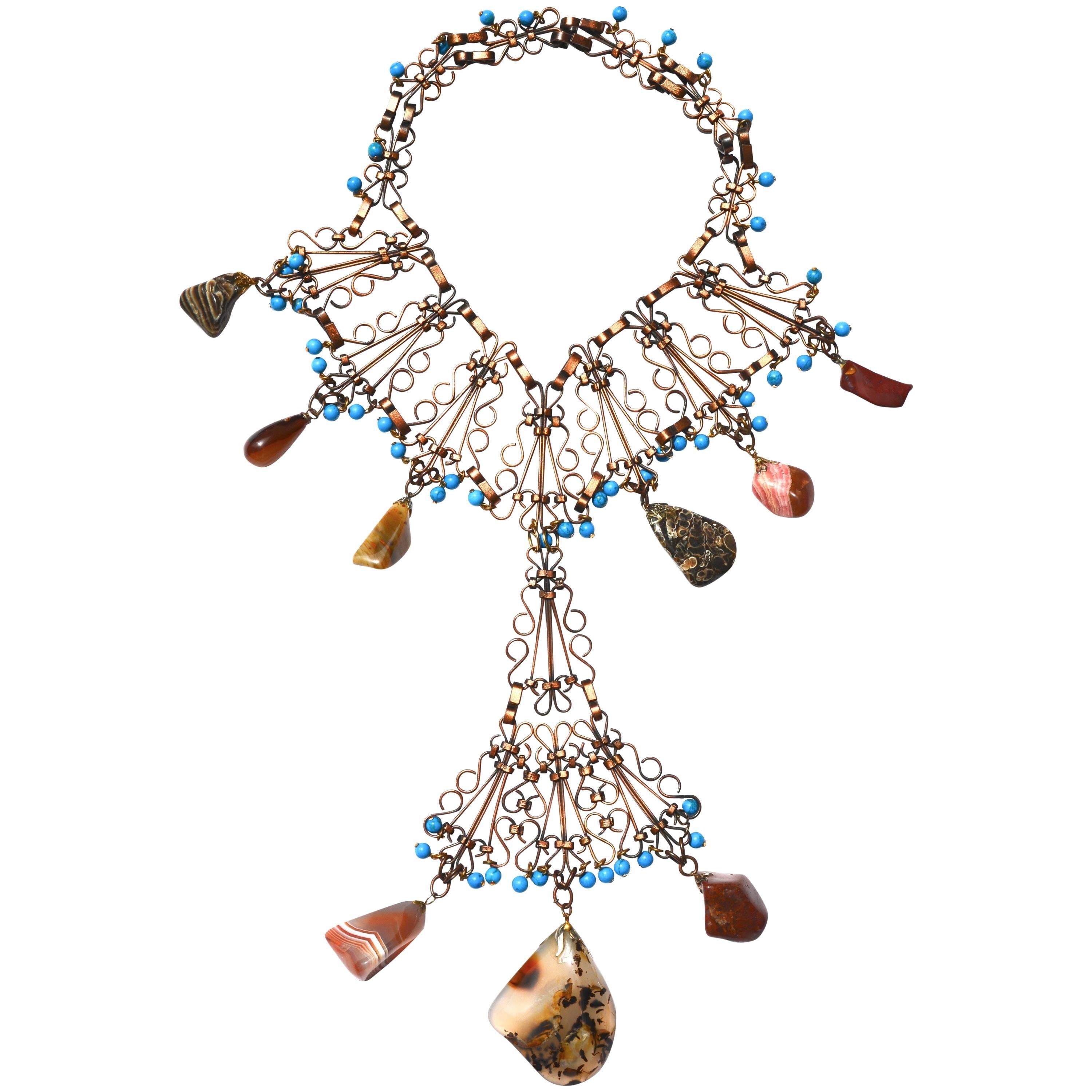 Showgirl Style Stone Necklace, 1960s For Sale