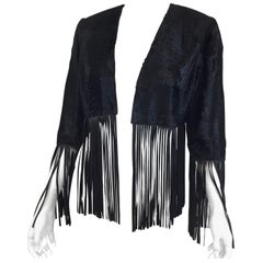 Bisang Couture Broadtail Jacket with Leather Fringe