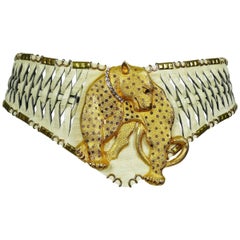 Jose Cotel Vintage Leopard Woven Leather Belt