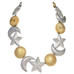 Retro Christian Dior Sun, Moon, Stars Necklace and Earring Set 1980's