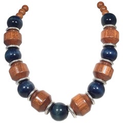 Yves Saint Retro Laurent Wood Necklace