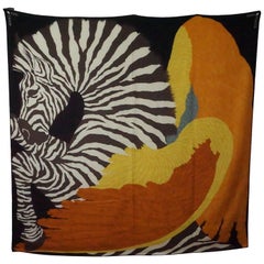 Hermes Zebra Pegasus Cashmere Silk Shawl