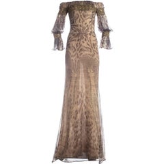 Alexander McQueen reptile printed silk chiffon evening gown, A / W 2004