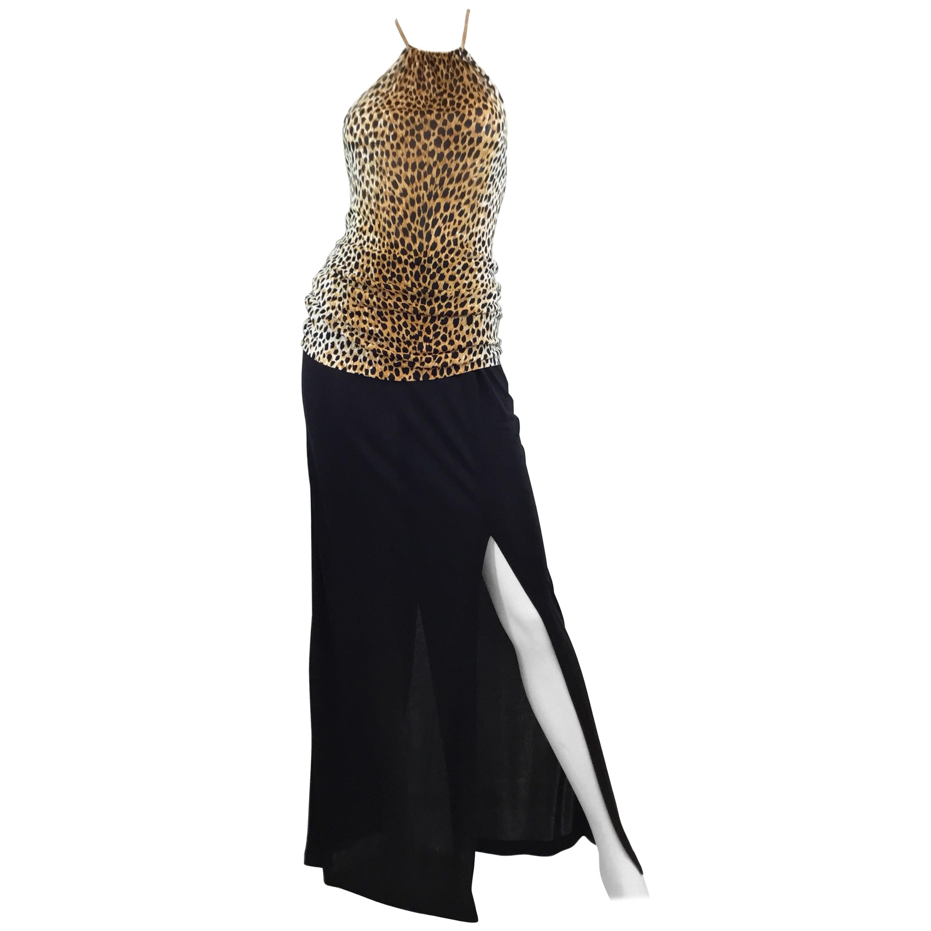Dolce & Gabbana Leopard Halter Top and Maxi Skirt Ensemble