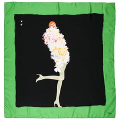 Christian Dior Vintage Silk Scarf by Rene Gruau