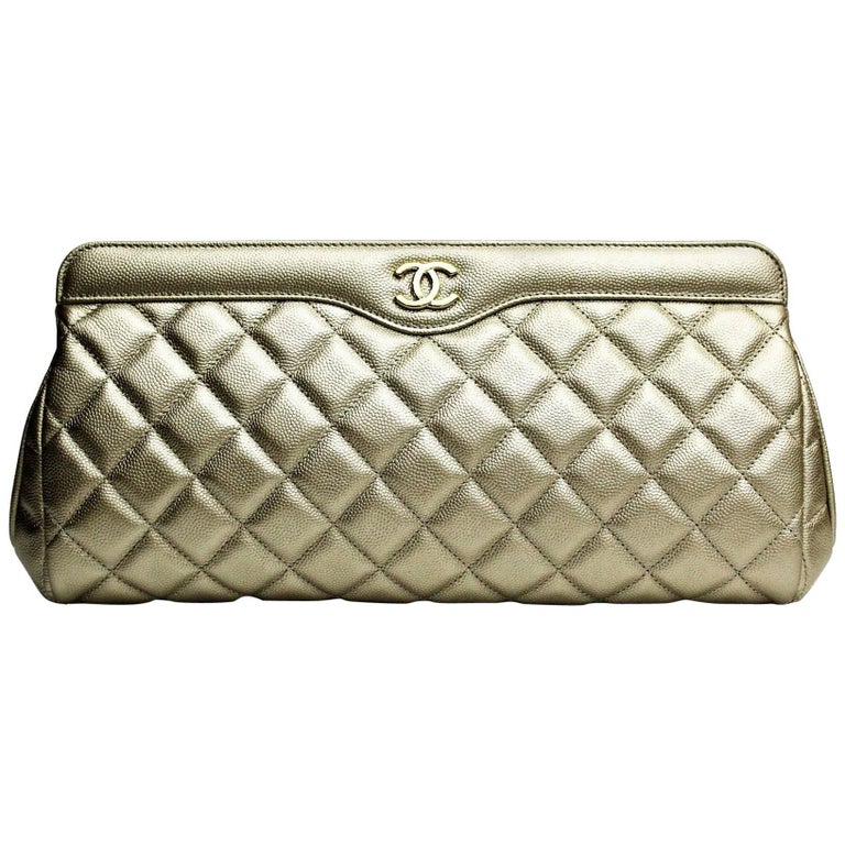 Chanel Clutch Gold Grained Leather collection 2016/2017 at 1stDibs