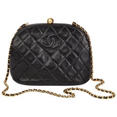 1994 Chanel Black Quilted Lambskin Vintage Timeless Frame Bag 