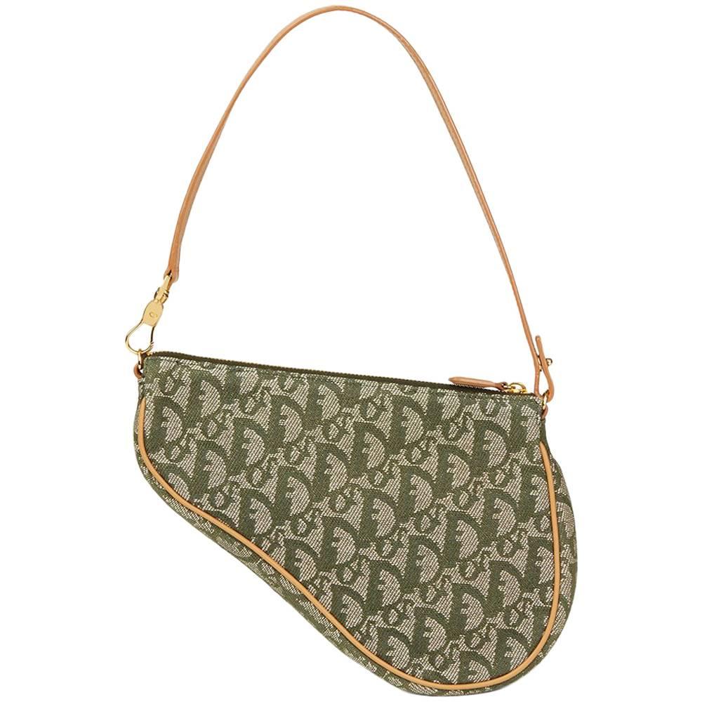 2001 Christian Dior Khaki Monogram Canvas Saddle Pouch