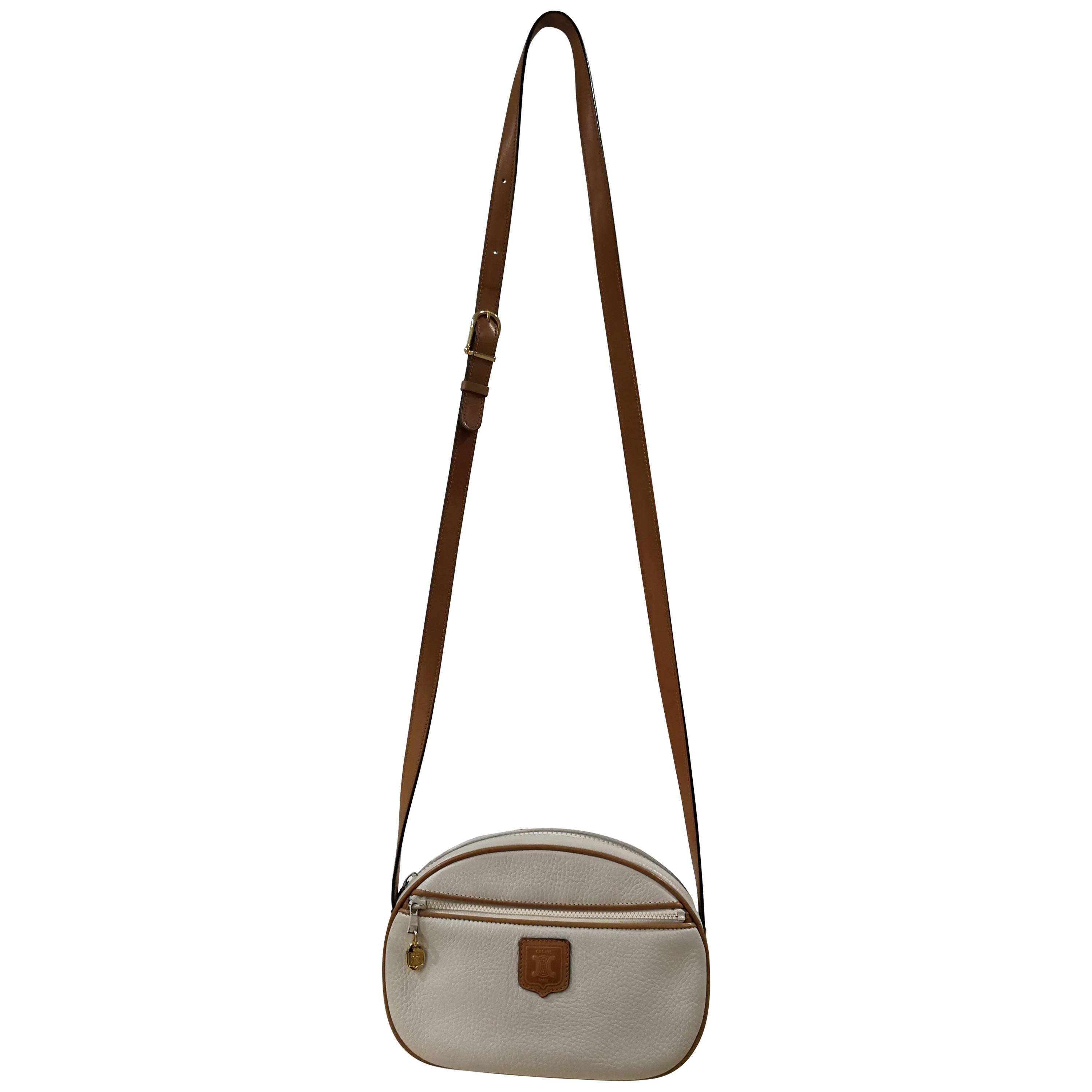 Celine White Brown Leather shoulder bag