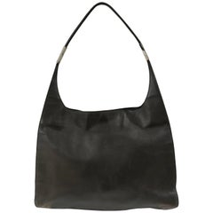 Retro Gucci Black Leather Shoulder Bag