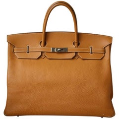 Hermès 40cm Natural Mustard Togo with Palladium H/W Birkin Bag