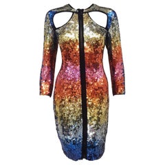 Emilio Pucci Kaleidoscopic Colors Sequined Dress with Front and Back Cut Outs