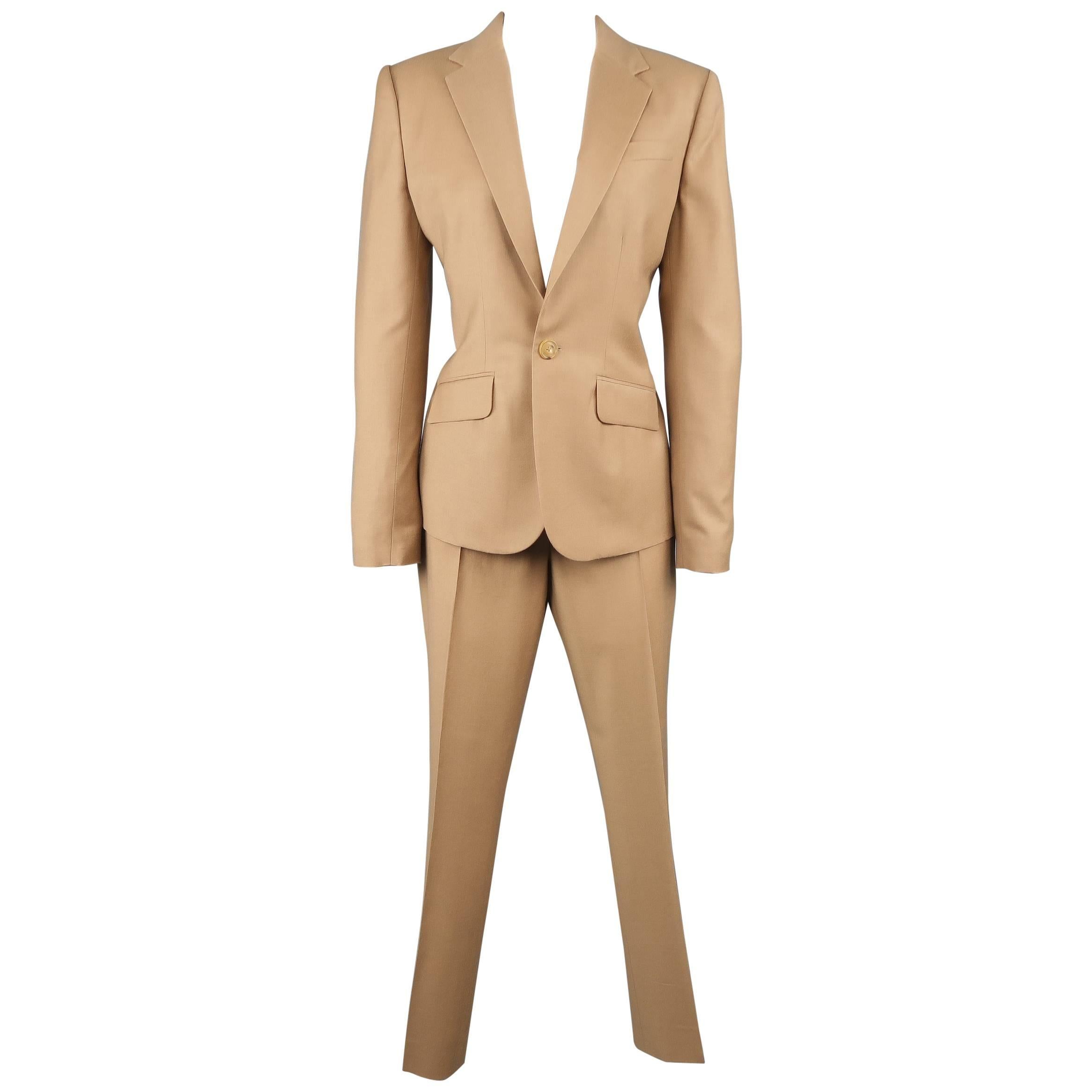 Ralph Lauren Tan Camel Wool Single Breasted Notch Lapel Pants Suit
