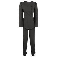 GIORGIO ARMANI Size 6 Black Pinstripe Wool Double Breasted Pants Suit