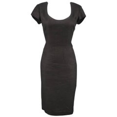 RALPH LAUREN Size 8 Black Woven Linen Scoop Neck Dress
