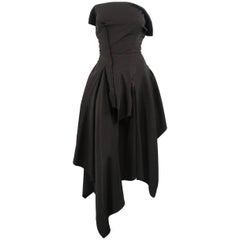 Yohji Yamamoto Black Deconstructed Bustier Cocktail Dress