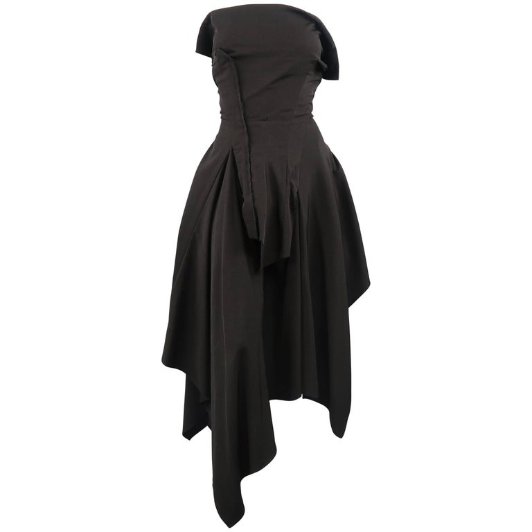 Yohji Yamamoto Black Deconstructed Bustier Cocktail Dress at 1stDibs |  yohji yamamoto black dress, all saints rogalle dress