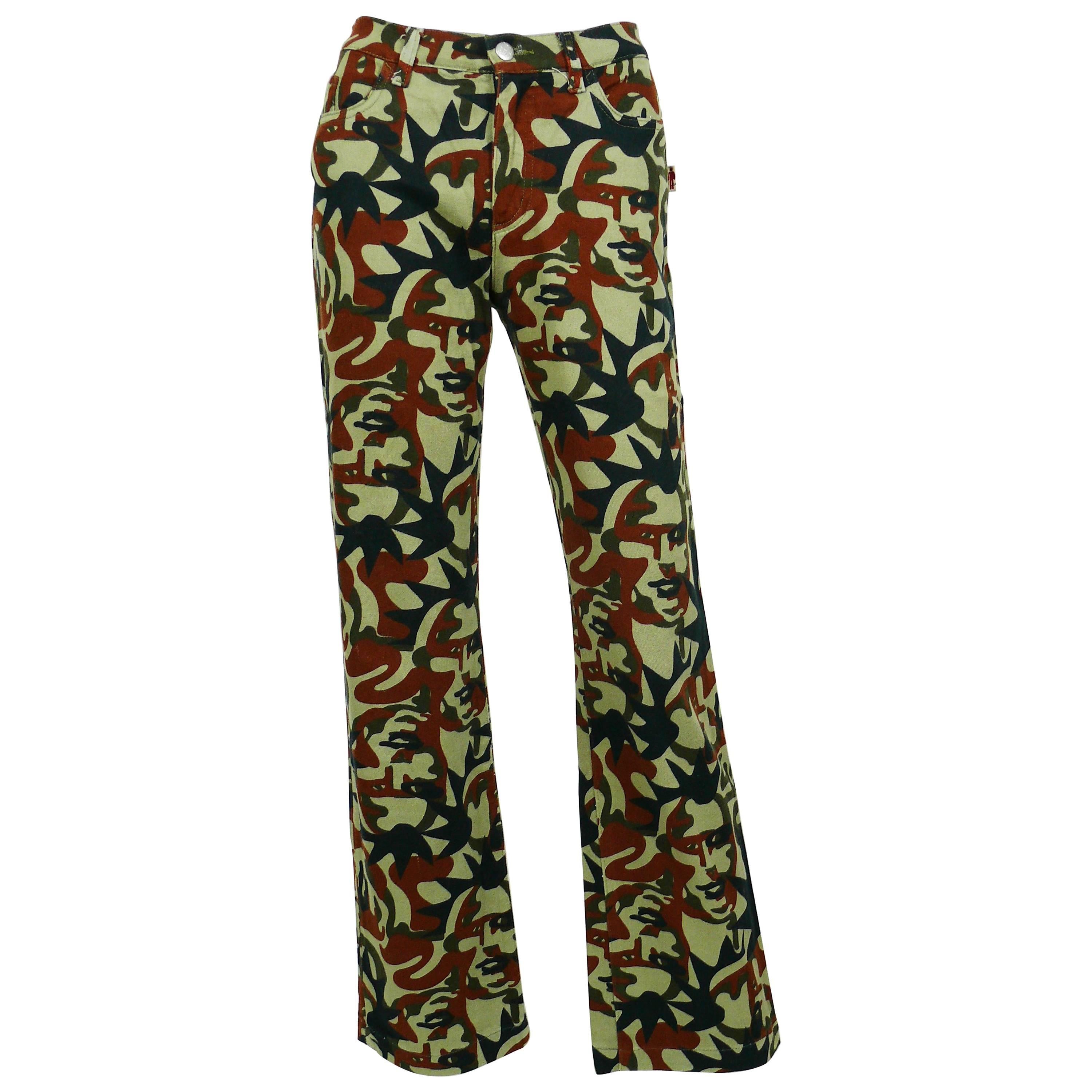 Jean Paul Gaultier Vintage Camouflage Faces Pants Trousers