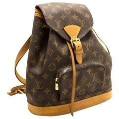 Retro Louis Vuitton Montsouris MM Monogram Backpack Bag Canvas Leather