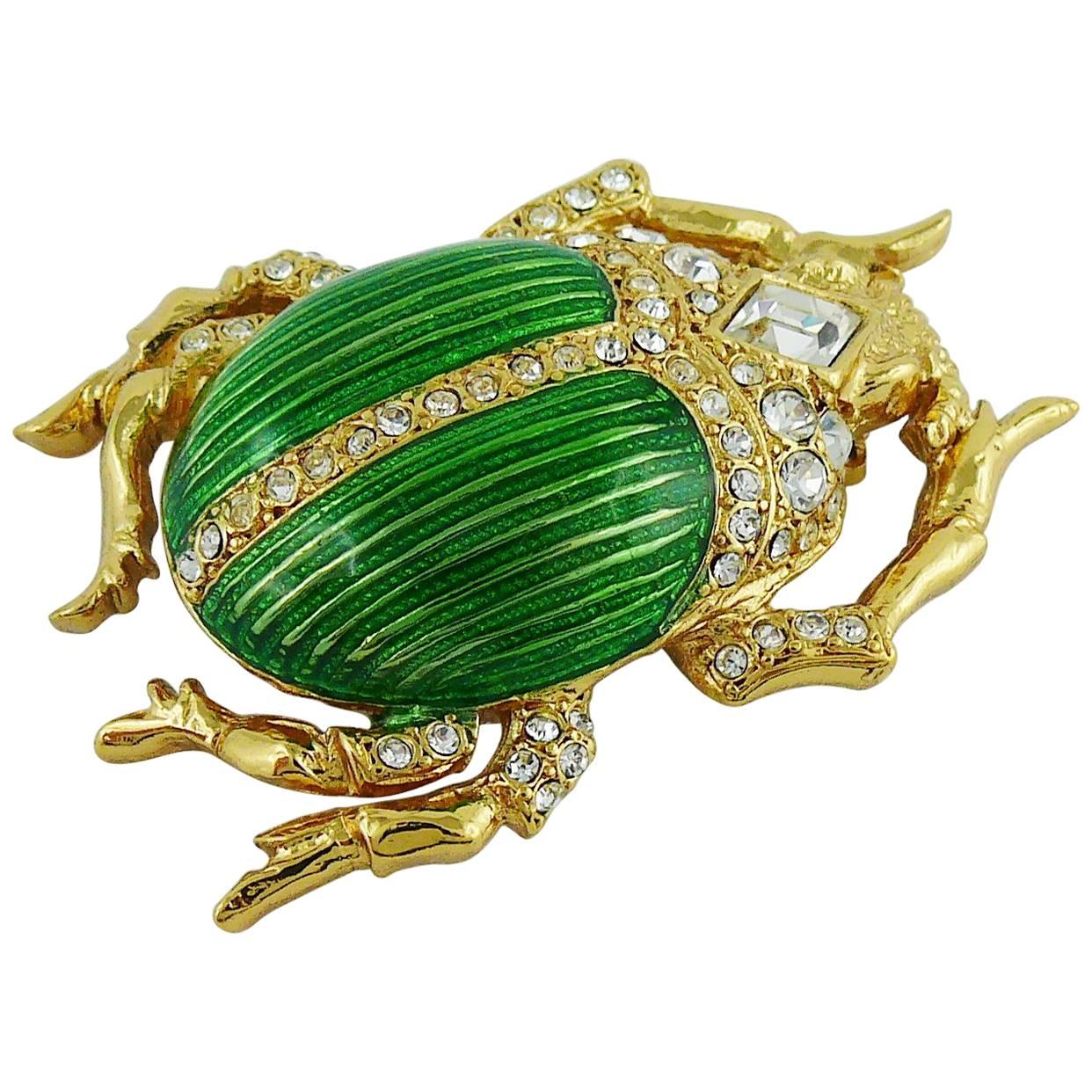Christian Dior Boutique Vintage Jewelled Scarab Brooch