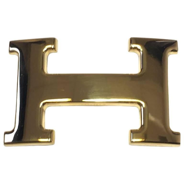 HERMES H Buckle Belt in Gilded Metal 32 mm