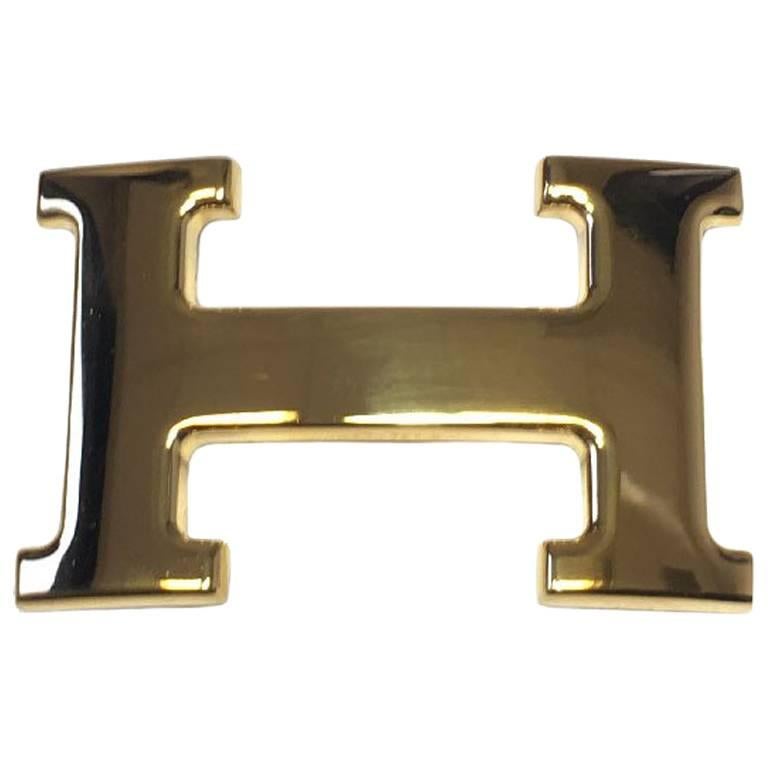 HERMES H Buckle Belt in Gilded Metal 32 mm at 1stDibs