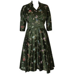 A Vintage 1950s sage green party Dress and Bolero Jacket by Butterick