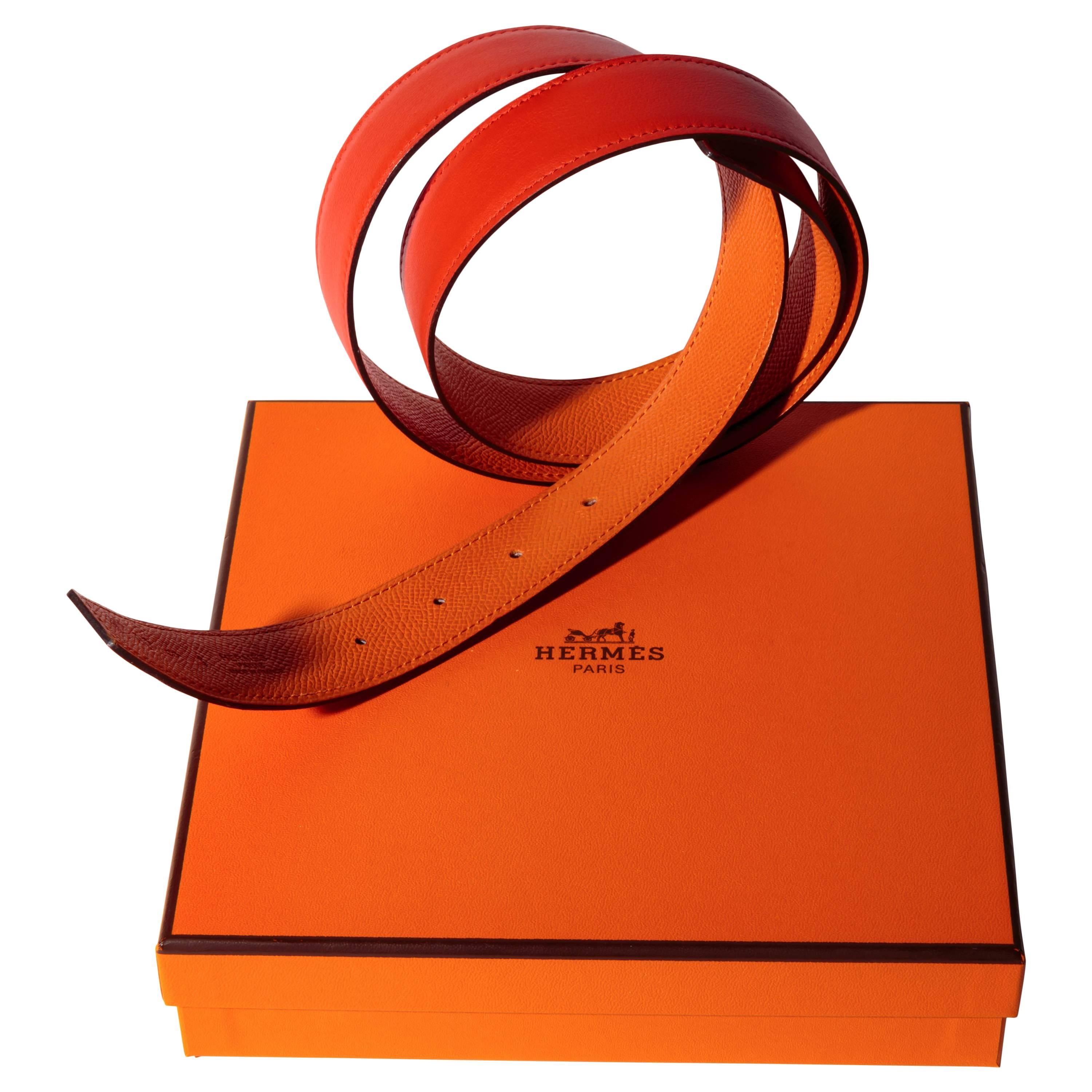Hermes Replacement Belt in Orange Leather - 90 Cm