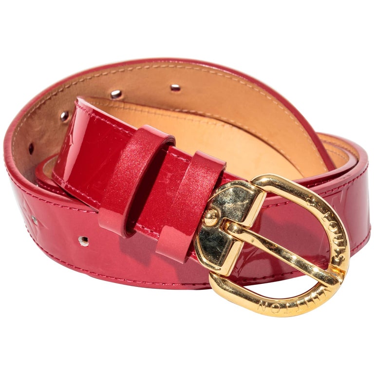 Louis Vuitton Red Patent Belt with Gold Buckle 90 cm at 1stDibs