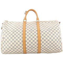 Louis Vuitton Damier Cobalt Keepall Bandouliere 55 Duffle with Strap  79lz629s at 1stDibs