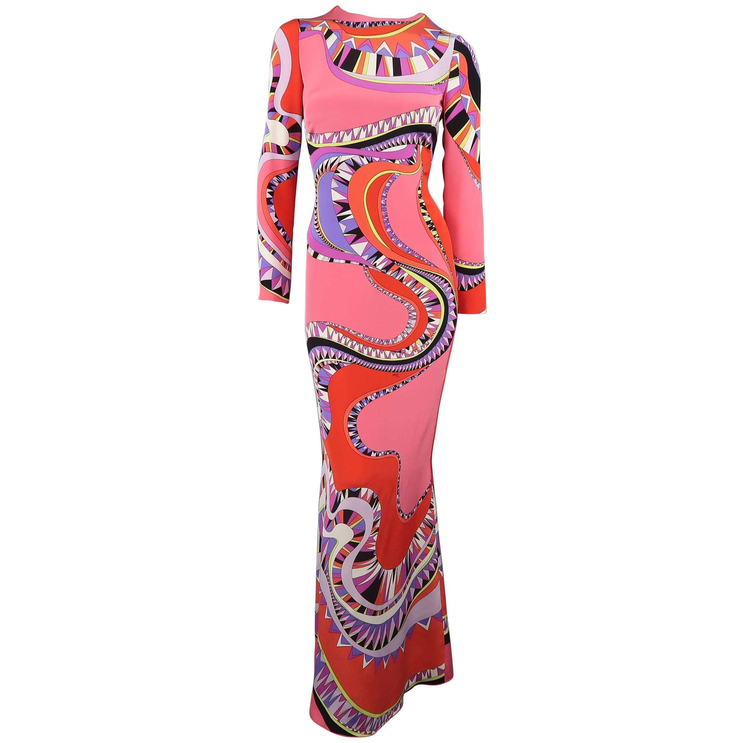 EMILIO PUCCI Dress - Pre-Fall 2015 Runway - Pink & Red Print Column Gown