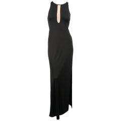BAILEY 44 Size S Black Sleeveless Beige Mesh Panel Slit Side Column Dress